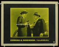 s454 ILLEGAL movie lobby card #1 '55 Edward G. Robinson at gunpoint!