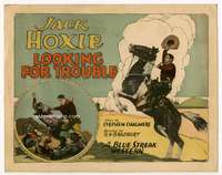 s103 LOOKING FOR TROUBLE movie title lobby card '26 Jack Hoxie on horse!