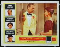 s490 LOVE IN THE AFTERNOON movie lobby card '57 Gary Cooper, Hepburn