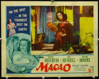 s494 MACAO movie lobby card #2 '52 Jane Russell in silk night gown!