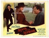 s512 MASK OF THE AVENGER movie lobby card '51 John Derek,Jody Lawrence