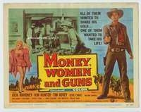 s110 MONEY, WOMEN & GUNS movie title lobby card '58 Jock Mahoney, Kim Hunter