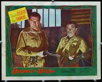 s573 OUTPOST IN MALAYA movie lobby card #4 '52 Jack Hawkins with gun!