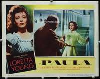 s587 PAULA movie lobby card '52 really pretty Loretta Young close up!