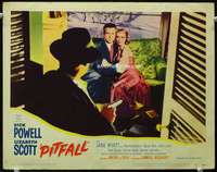 s598 PITFALL movie lobby card #3 '48 Dick Powell & Liz Scott caught!