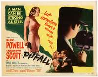 s123 PITFALL movie title lobby card '48 Dick Powell, Lizabeth Scott, noir!