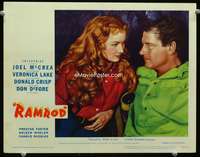 s623 RAMROD movie lobby card #3 '47 Joel McCrea & Veronica Lake c/u!