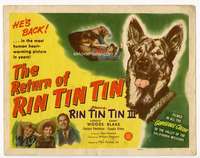 s130 RETURN OF RIN TIN TIN movie title lobby card '47 canine animal star!