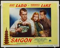 s664 SAIGON movie lobby card #3 '48 Alan Ladd, Veronica Lake