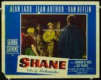 s679 SHANE movie lobby card #3 '53 Alan Ladd, Jean Arthur, Heflin