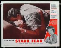 s719 STARK FEAR signed movie lobby card '61 Beverly Garland vs psycho!