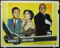 s733 SUNSET BLVD movie lobby card #5 '50 Holden, Swanson, von Stroheim