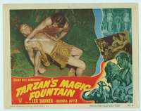 s744 TARZAN'S MAGIC FOUNTAIN movie lobby card #8 '49 Lex Barker fighting!