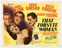 s153 THAT FORSYTE WOMAN movie title lobby card '49 Errol Flynn, Greer Garson