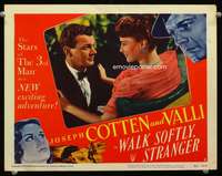 s777 WALK SOFTLY STRANGER movie lobby card #8 '50 Joseph Cotten, Valli