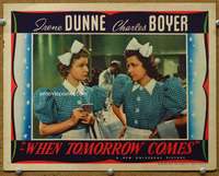 s784 WHEN TOMORROW COMES movie lobby card '39 waitress Irene Dunne!