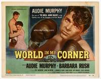 s162 WORLD IN MY CORNER movie title lobby card '56 boxing Audie Murphy!