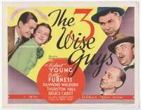v014 3 WISE GUYS movie title lobby card '36 Robert Young, Betty Furness