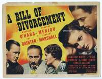 v034 BILL OF DIVORCEMENT movie title lobby card '40 Maureen O'Hara, Menjou