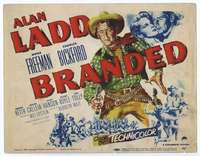 v037 BRANDED movie title lobby card '50 great artwork image of Alan Ladd!
