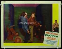 v285 CHAMPION movie lobby card #5 '49boxer Kirk Douglas fighting mad
