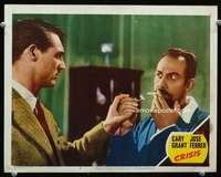 v320 CRISIS movie lobby card #2 '50 Cary Grant & Jose Ferrer close up!