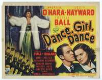 v046 DANCE GIRL DANCE movie title lobby card '40 Lucy Ball, Maureen O'Hara