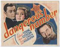 v048 DANGEROUS NUMBER movie title lobby card '37 sexy Ann Sothern, Young