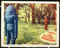v366 EARTH VS THE FLYING SAUCERS movie lobby card '56 robot shown!