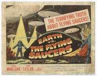 v059 EARTH VS THE FLYING SAUCERS movie title lobby card '56 sci-fi classic!