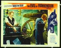 v376 EVIL OF FRANKENSTEIN movie lobby card #8 '64 Peter Cushing in lab!