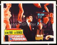 v377 EXPERIMENT IN TERROR movie lobby card '62 Glenn Ford with dolls!