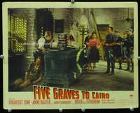 v391 FIVE GRAVES TO CAIRO movie lobby card '43 Anne Baxter, Wilder