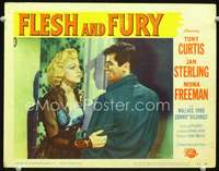 v395 FLESH & FURY movie lobby card #2 '52 Tony Curtis, Jan Sterling