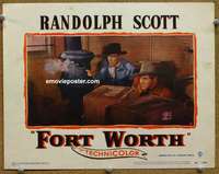 v404 FORT WORTH movie lobby card #3 '51 Randolph Scott close up!