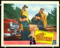v422 GANG BUSTERS movie lobby card #1 '54 cool cops by roadblock!