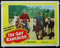 v426 GAY RANCHERO movie lobby card #2 '48 Roy Rogers gets bad guys!