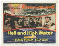 v079 HELL & HIGH WATER movie title lobby card '54 Sam Fuller, Widmark