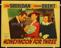 v484 HONEYMOON FOR THREE movie lobby card '41 Ann Sheridan, Brent