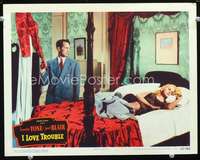 v500 I LOVE TROUBLE movie lobby card #3 '47sexy sleeping Janet Blair