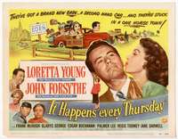 v092 IT HAPPENS EVERY THURSDAY movie title lobby card '53 Loretta Young