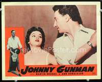 v530 JOHNNY GUNMAN movie lobby card '57 pro killer who deals in death!