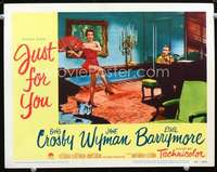 v539 JUST FOR YOU movie lobby card '52 Bing Crosby, sexy Jane Wyman!