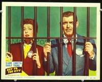 v543 KEY TO THE CITY movie lobby card #3 '50 Gable & Young in jail!