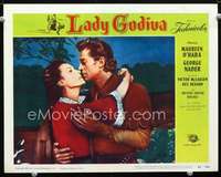 v569 LADY GODIVA movie lobby card #4 '55 Maureen O'Hara, George Nader