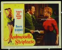 v626 MADEMOISELLE STRIPTEASE movie lobby card #2 '57 Brigitte Bardot