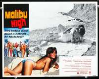 v636 MALIBU HIGH movie lobby card #1 '79 half-naked beach make-out!