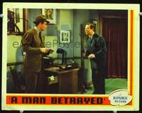 v639 MAN BETRAYED movie lobby card '41 John Wayne, Ward Bond