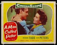 v640 MAN CALLED PETER movie lobby card #7 '55 Todd & Jean Peters c/u!