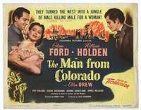 v108 MAN FROM COLORADO movie title lobby card '48 Glenn Ford, William Holden